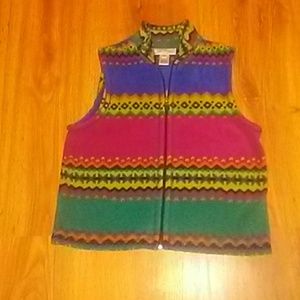 Susan Bristol Fleece Multicolor Vest Zipper Size M